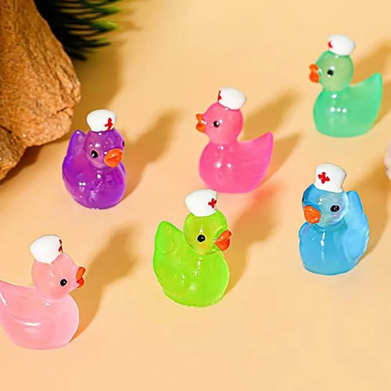 Glow In The Dark Nurse Duck Figurines Mini Fairy Garden Decor Set 5 Or 10 PCS 2