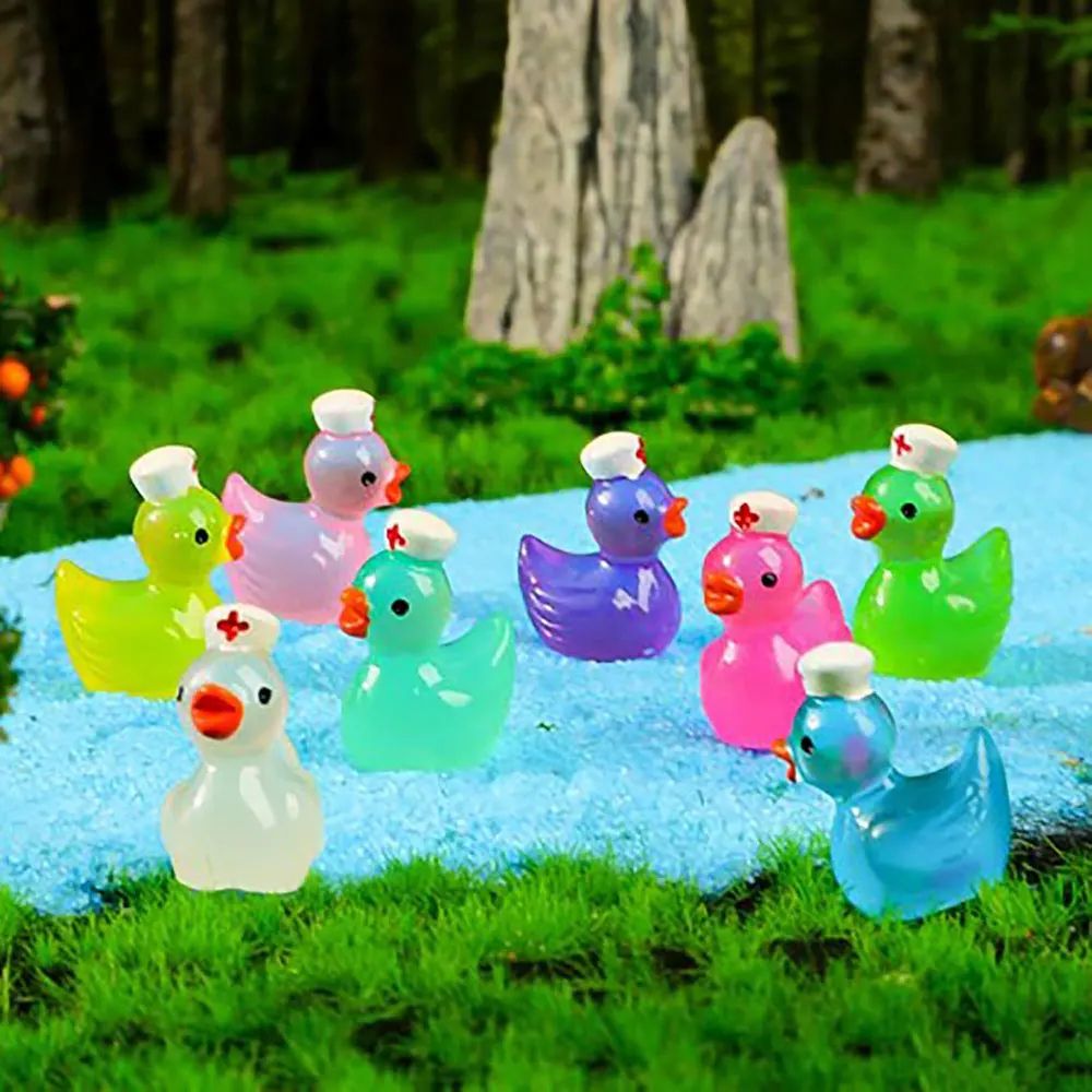 Glow In The Dark Nurse Duck Figurines Mini Fairy Garden Decor Set 5 Or 10 PCS 4