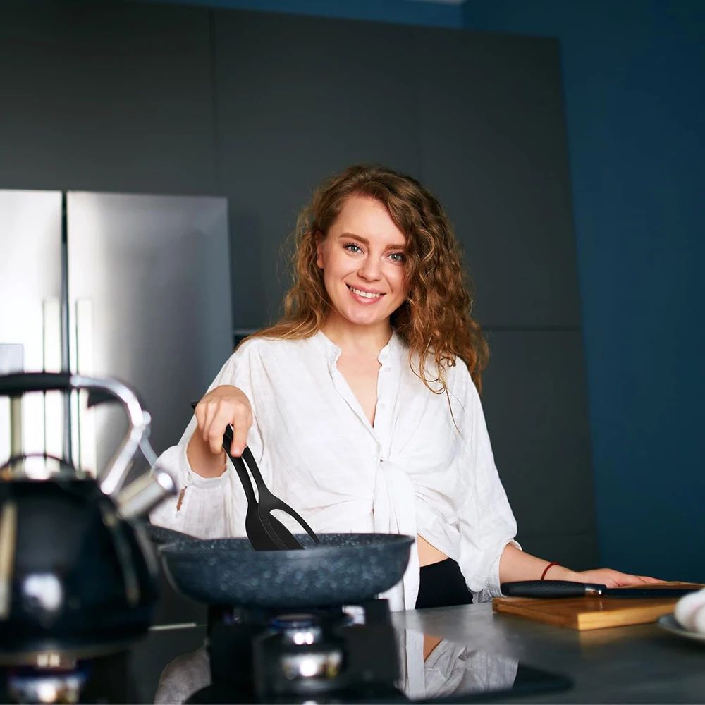 2in1 Grip Flip Spatula Tongs NonStick Egg Pancake Turner 3