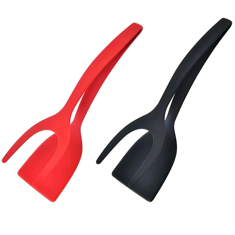 2in1 Grip Flip Spatula Tongs NonStick Egg Pancake Turner 12