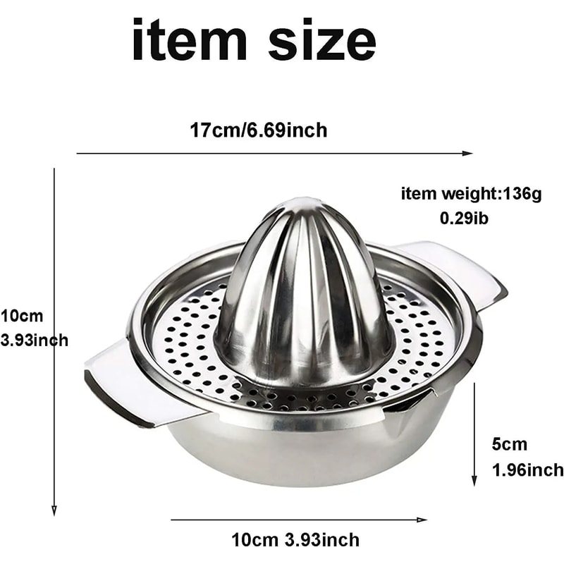 LMETJMA Stainless Steel Lemon Squeezer Manual Citrus Juicer Reamer Cup 1