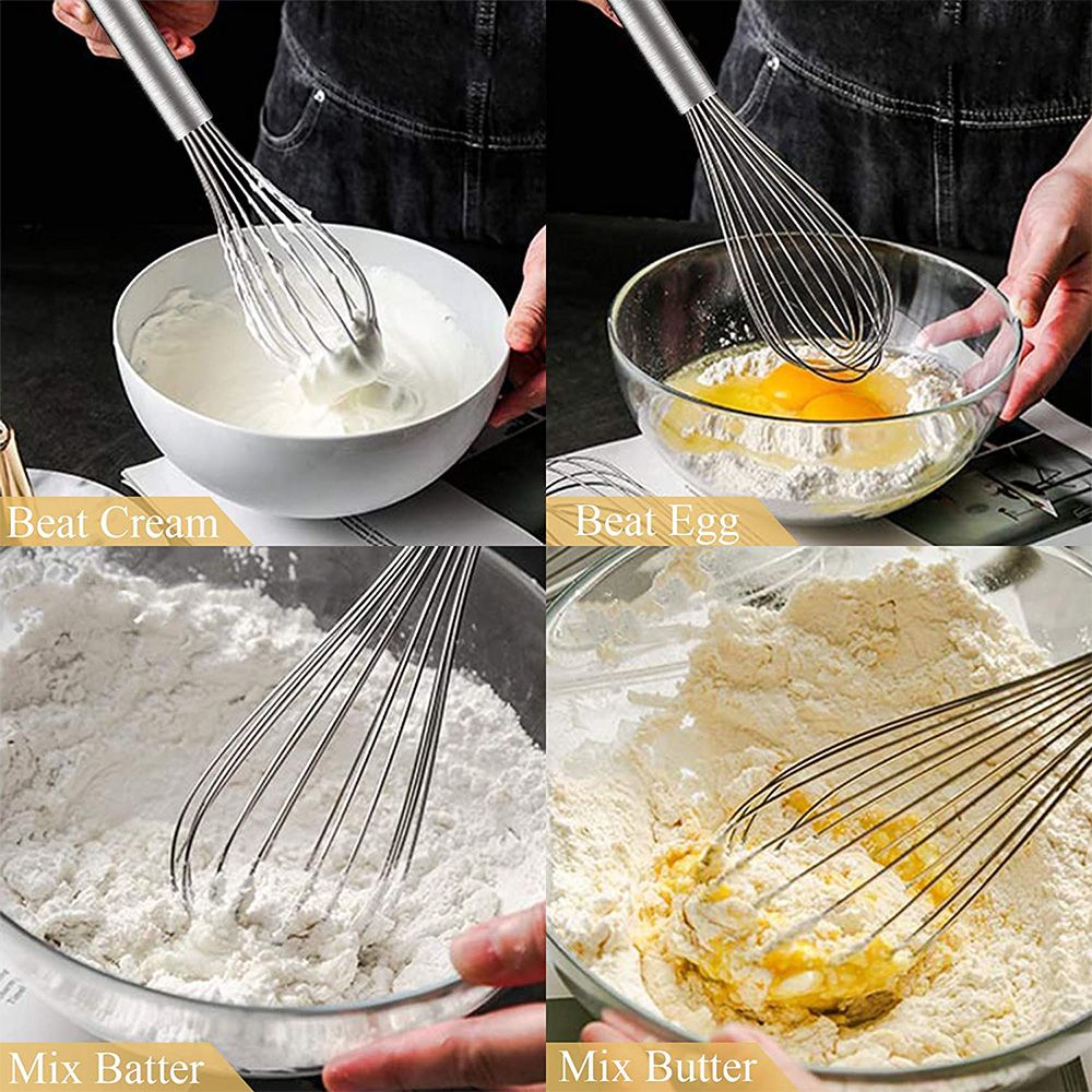 3 Pack Stainless Steel Balloon Whisk Set 8 10 12 Inch Manual Egg Beaters 3