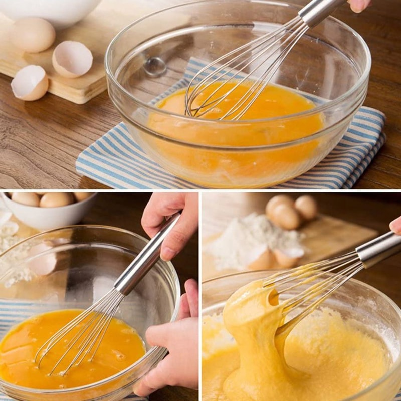 3 Pack Stainless Steel Balloon Whisk Set 8 10 12 Inch Manual Egg Beaters 4