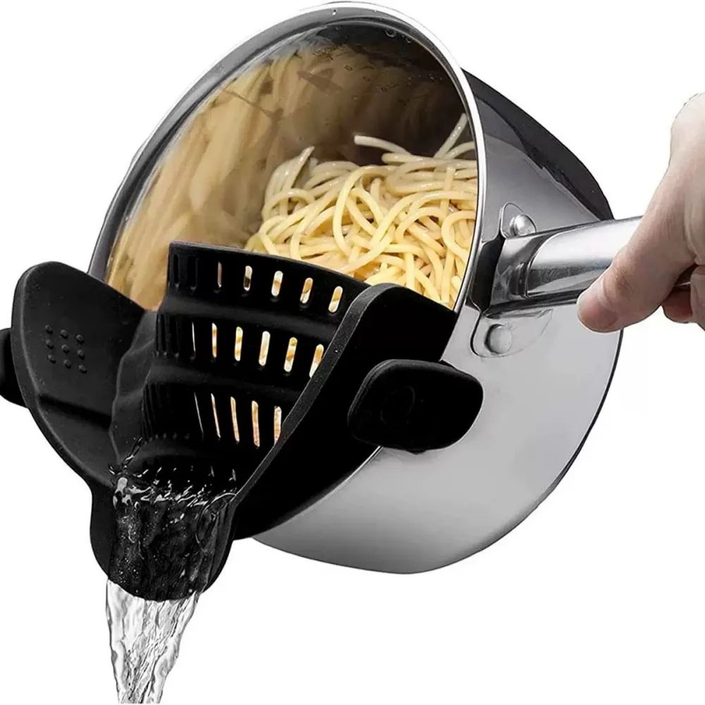 Silicone ClipOn Pasta Strainer Foldable Clamp Pot Filter For Noodles Vegetables 4