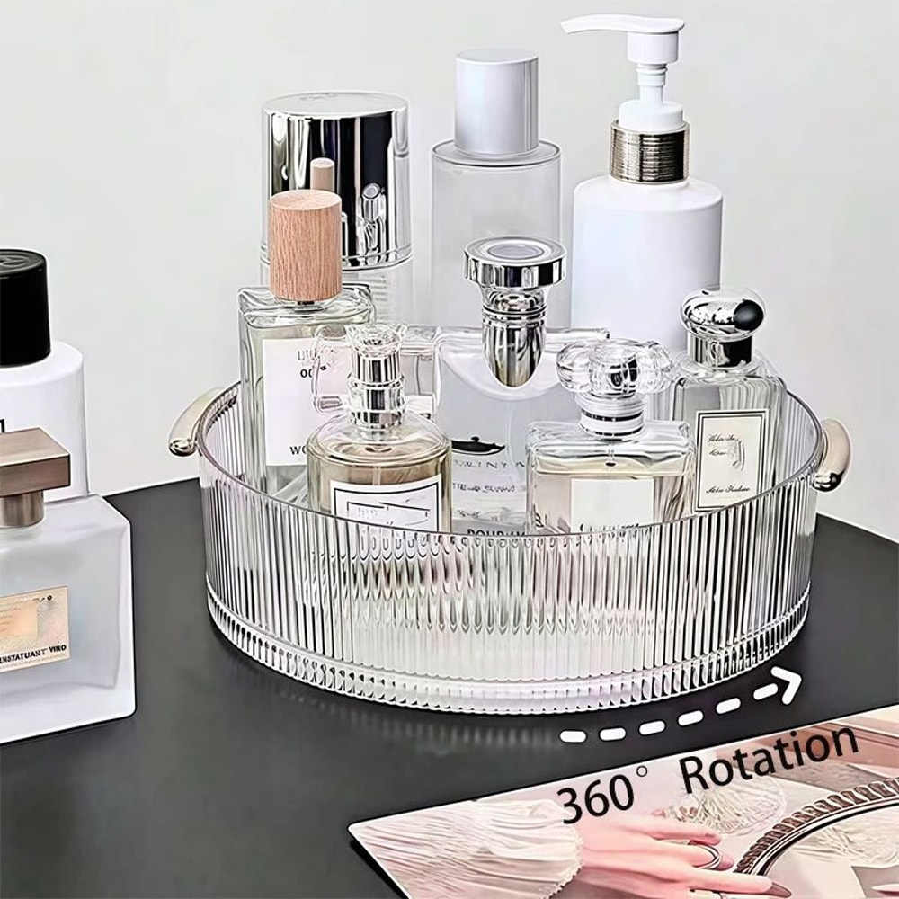 360 Rotating Cosmetic Storage Organizer Large Capacity Transparent Makeup Turntable 5