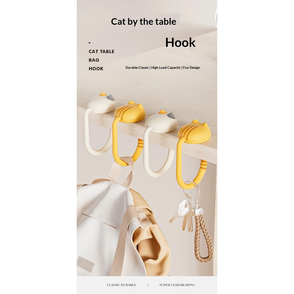 DeskClip NoDrill Desk Bag Hook Removable Student Desk Side Hanger 3