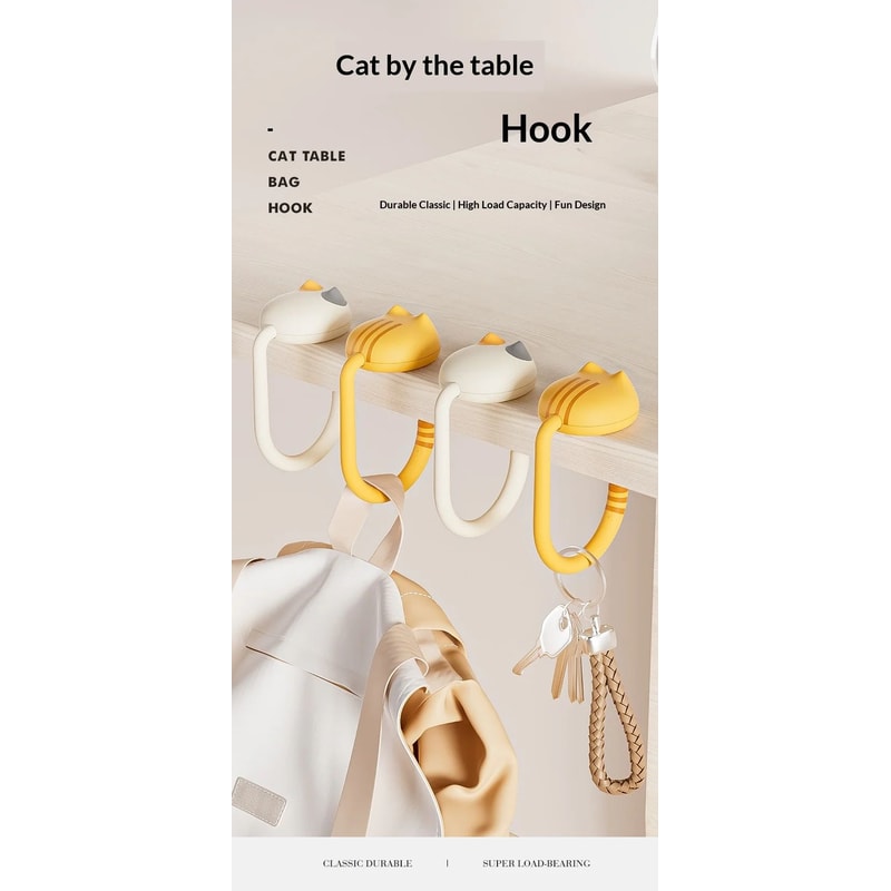 DeskClip NoDrill Desk Bag Hook Removable Student Desk Side Hanger 3