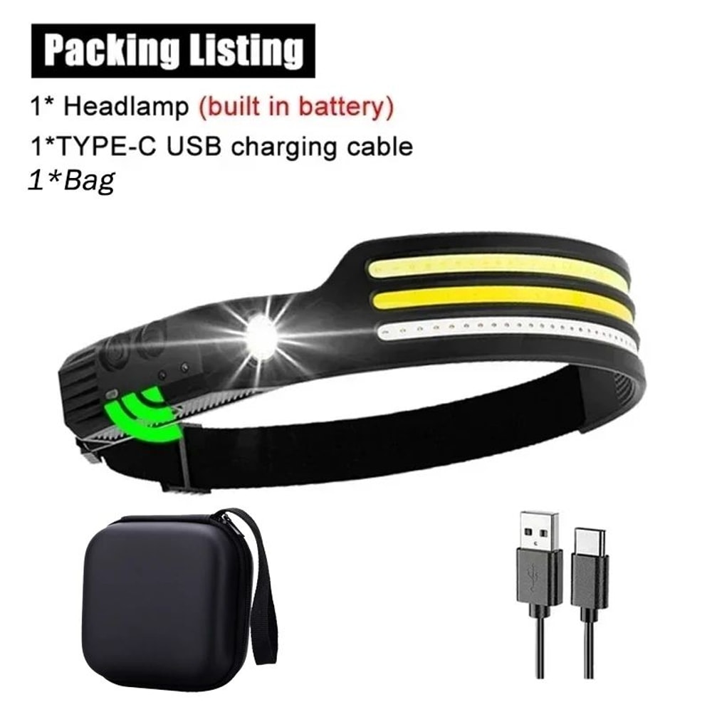 LumiSense COB LED Headlamp USB Rechargeable Motion Sensor Headlight For Camping Outdoor Use 9