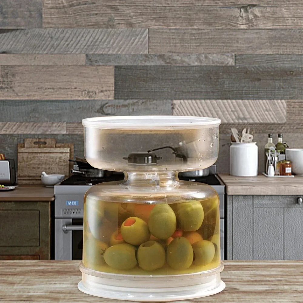 Flip Drain Pickle Jar With Strainer Hourglass Wet Dry Separation Container 5