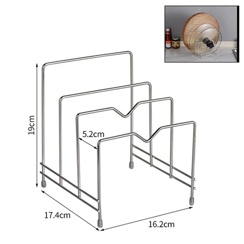 MultiLayer Cutting Board Organizer Rack Rustproof Pot Lid Kitchen Shelf Stand 8