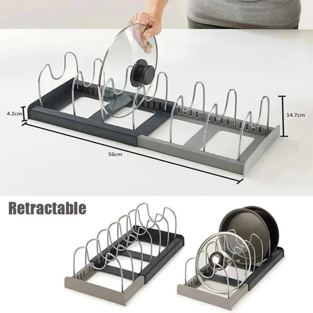 Expandable Pots And Pans Organizer Stainless Steel Cabinet Storage Rack 4