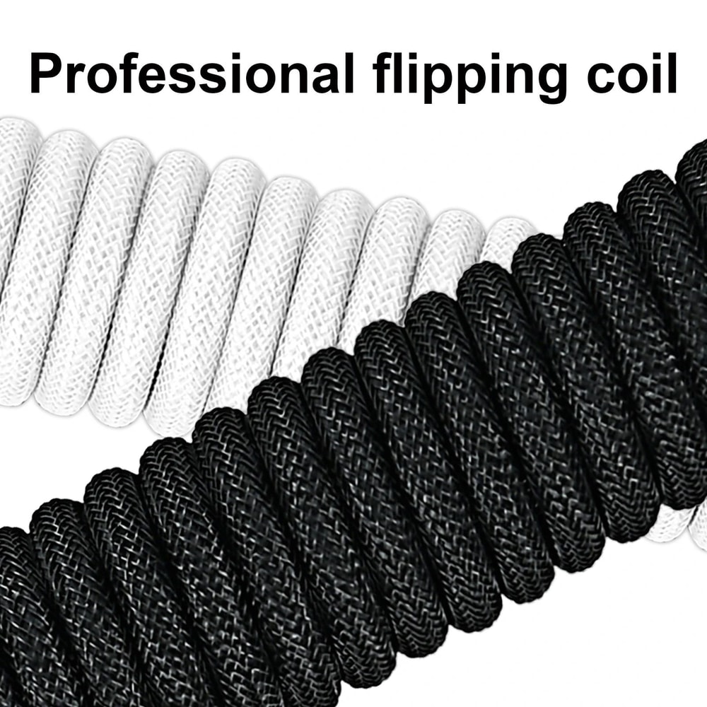 Premium Coiled Mechanical Keyboard Cable With USBC And Aviation Connector 3