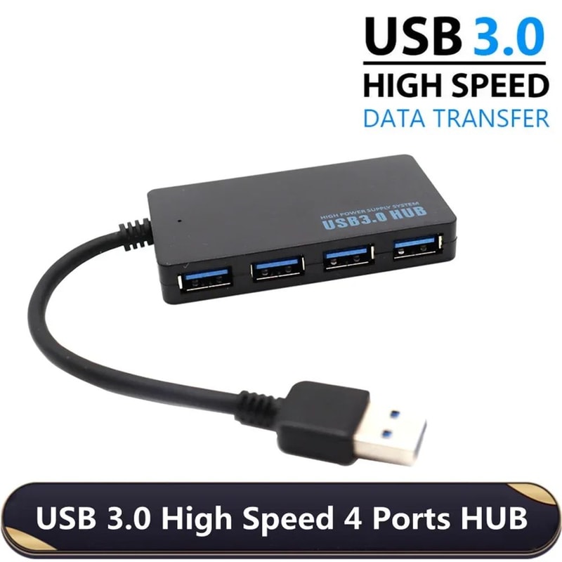 HighSpeed 4Port USB 30 Hub With TypeC Adapter For Laptop And PC 0