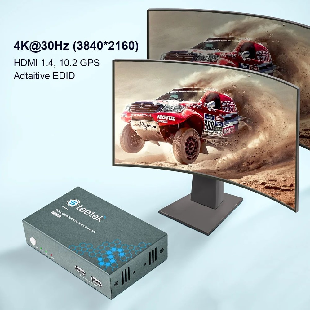 PWAY 2Port HDMI KVM Switch 4K With USB Hub And Hotkey Control 2