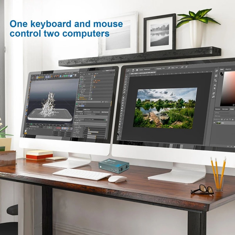 PWAY 2Port HDMI KVM Switch 4K With USB Hub And Hotkey Control 3