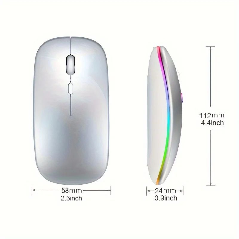 Dual Mode Rechargeable Silent Wireless Mouse With LED Backlight 2
