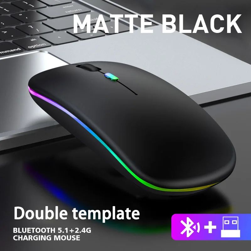 Dual Mode Rechargeable Silent Wireless Mouse With LED Backlight 3