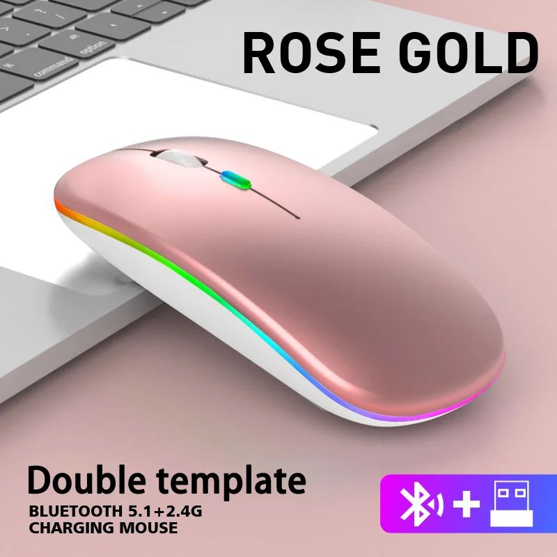 Dual Mode Rechargeable Silent Wireless Mouse With LED Backlight 6