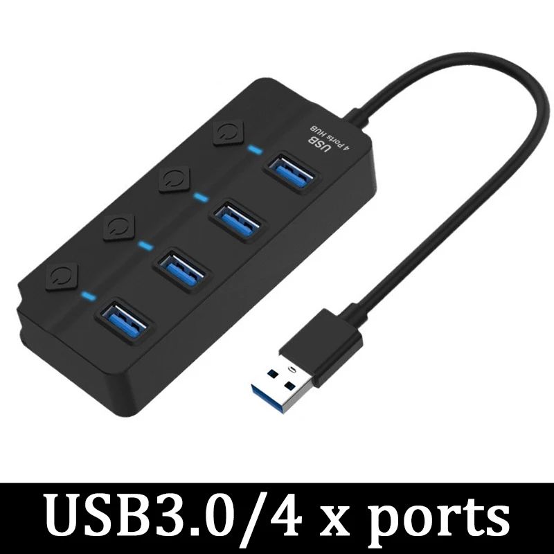 HighSpeed USB 30 MultiPort Hub With 100cm Cable For Laptop And PC 5