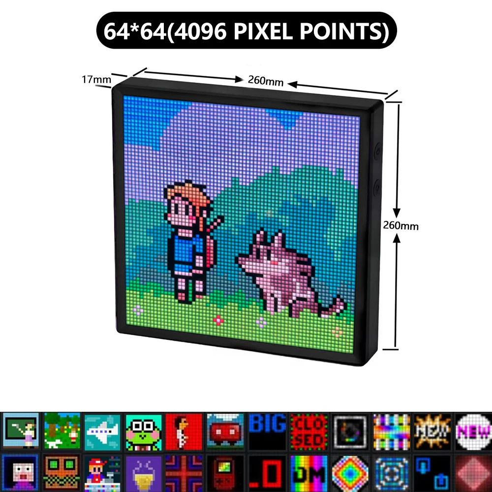 64x64 RGB LED Pixel Art Display With Bluetooth App Control 6