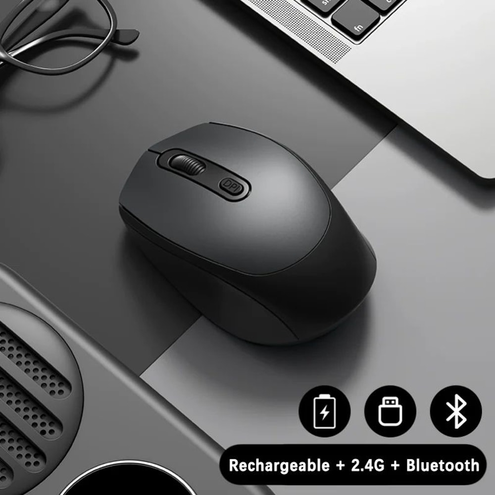EliteGlow Rechargeable Wireless Gaming Mouse With Bluetooth 52 RGB Backlight 1600 DPI Precision F 2