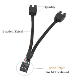 dual 9-pin usb internal splitter cable – 1 to 2 usb 2.0 motherboard header extension