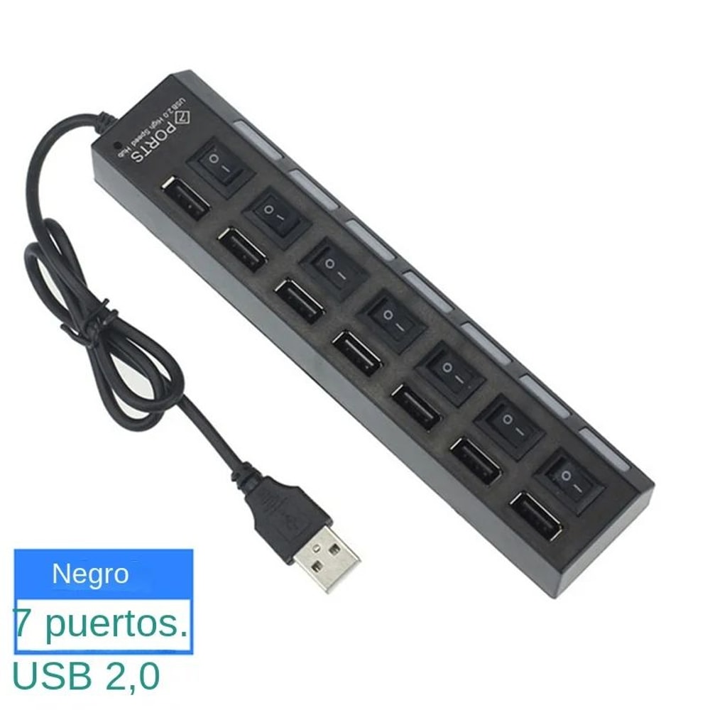 USB Hub 7Port SuperSpeed Expansion Hub With OnOff Switches Multi Device USB Hub 30 Power Adapter F 3