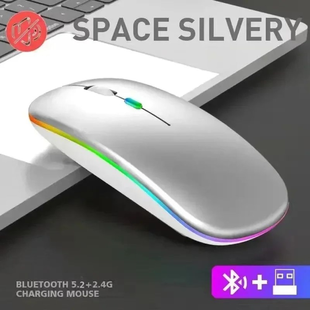 Rechargeable Dual Mode Silent Wireless Mouse With LED Backlight Slim Wireless Mouse For PC Laptop 6