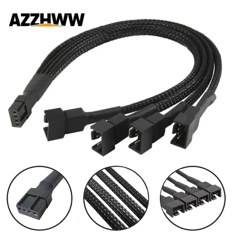4Pin PWM Fan Splitter Cable MultiPort PWM Fan Splitter For PC CPU Cooling Control 0