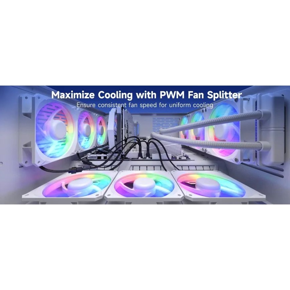 4Pin PWM Fan Splitter Cable MultiPort PWM Fan Splitter For PC CPU Cooling Control 1