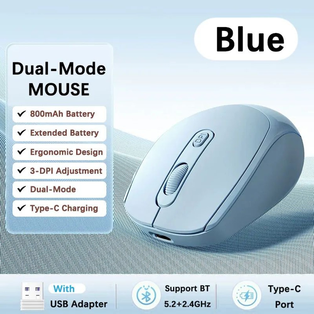 ComfortFlow Dual Mode Ergonomic Wireless Mouse With Bluetooth 24GHz USB Receiver For Laptop PC 3
