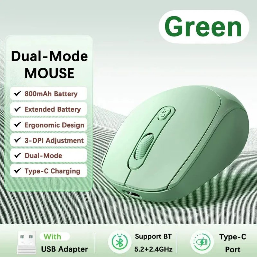 ComfortFlow Dual Mode Ergonomic Wireless Mouse With Bluetooth 24GHz USB Receiver For Laptop PC 4