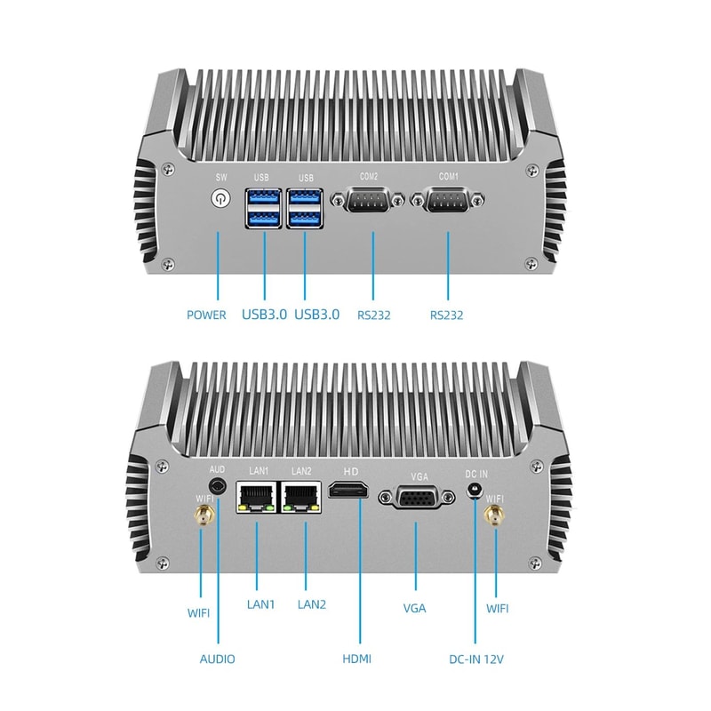 XCY Fanless Industrial Mini PC With Intel I7 Dual LAN RS232 7