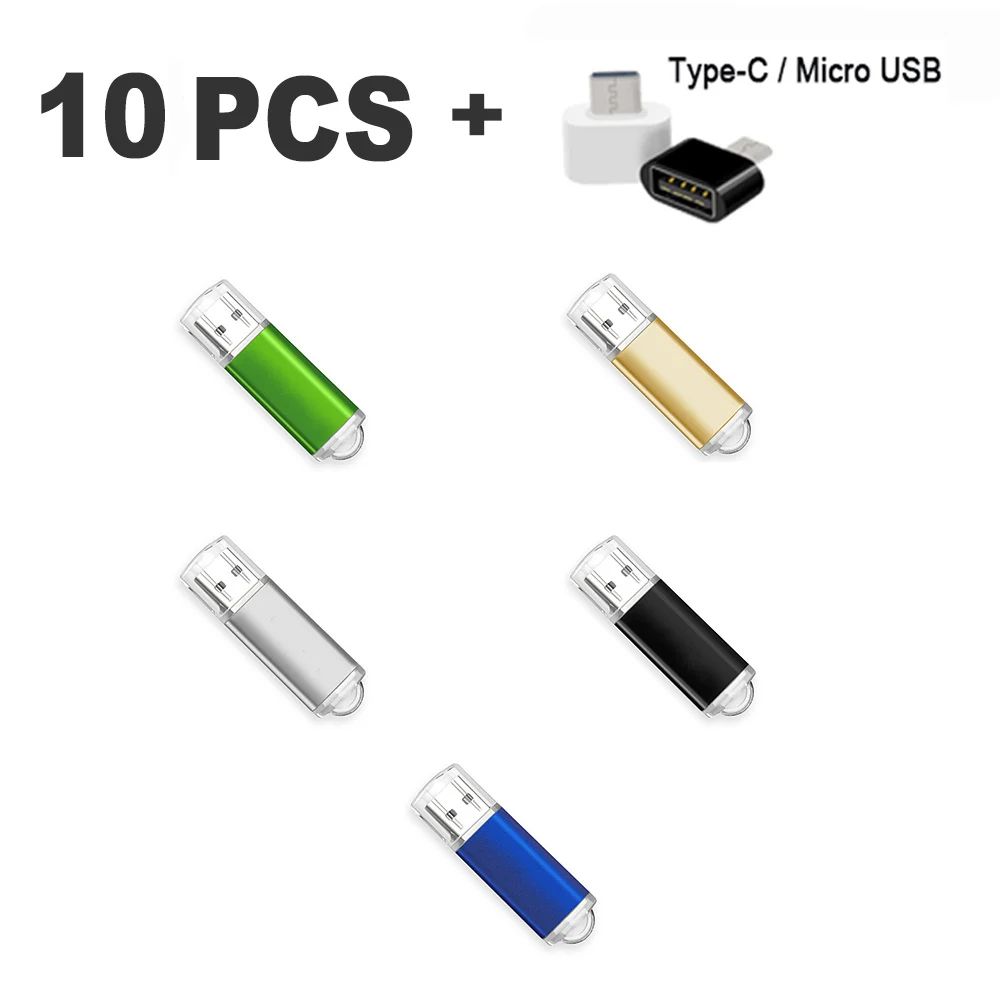 10Pack Color USB Flash Drive 20 Customizable Mini USB Memory Stick Set 4GB128GB 10