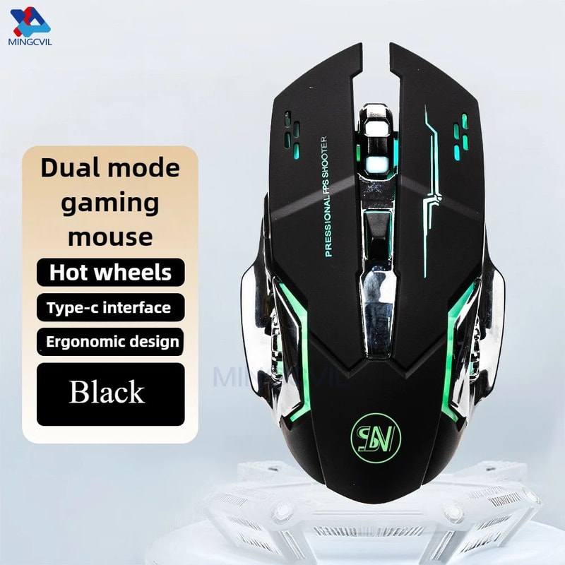 MINGCVIL Rechargeable Wireless Gaming Mouse Bluetooth RGB Backlit PC Mouse 4