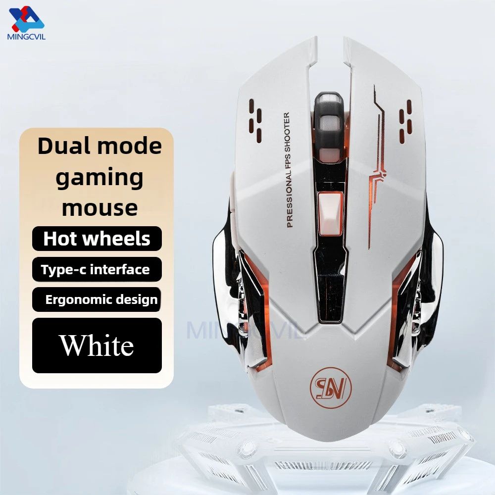 MINGCVIL Rechargeable Wireless Gaming Mouse Bluetooth RGB Backlit PC Mouse 6