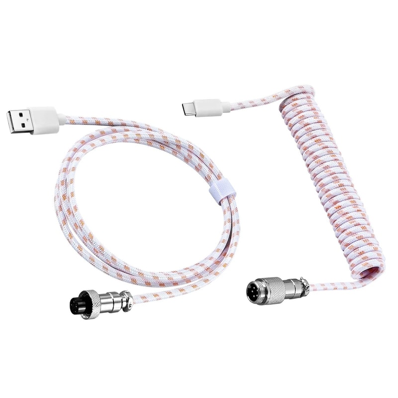 Premium Metal USBC Aviator Coiled Keyboard Cable 6