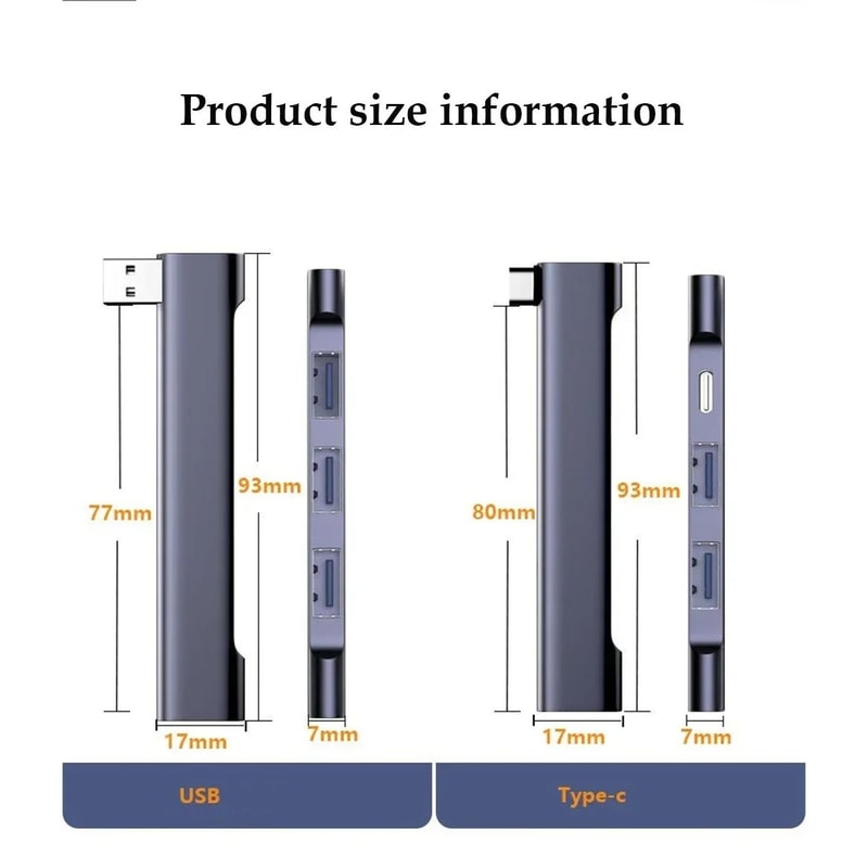 FlexPort 4Port USB 30 Hub HighSpeed 5Gbps Type C USB Splitter For PC Laptop 7