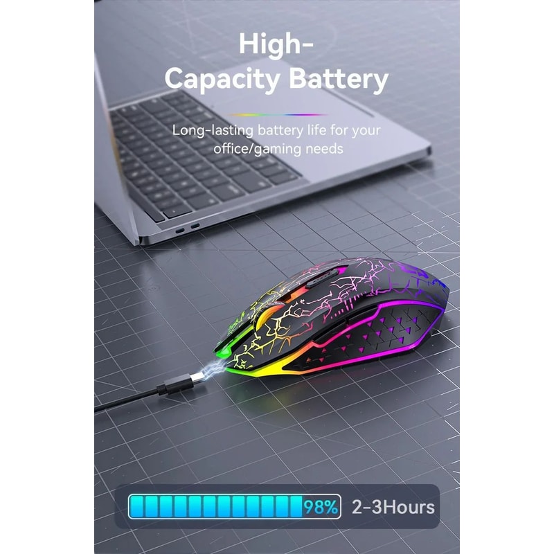 GlowSilent DualMode Bluetooth 52 Wireless Gaming Mouse With RGB Backlight 3