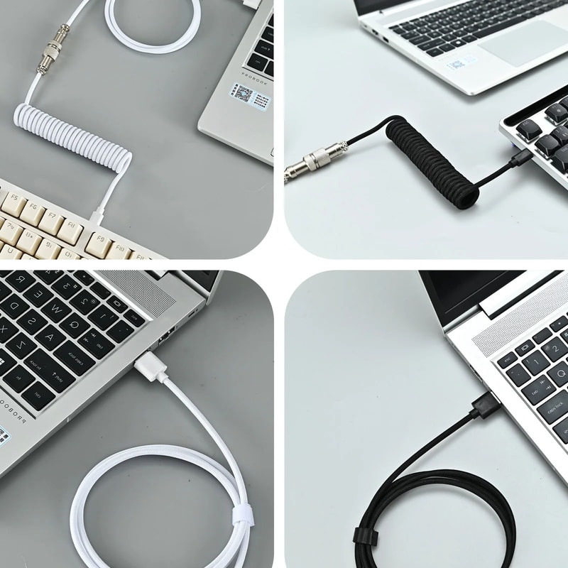 NNBILI Type C Coiled Keyboard Cable With Aviator Connector Premium USB C Cable For Mechanical Keyb 3