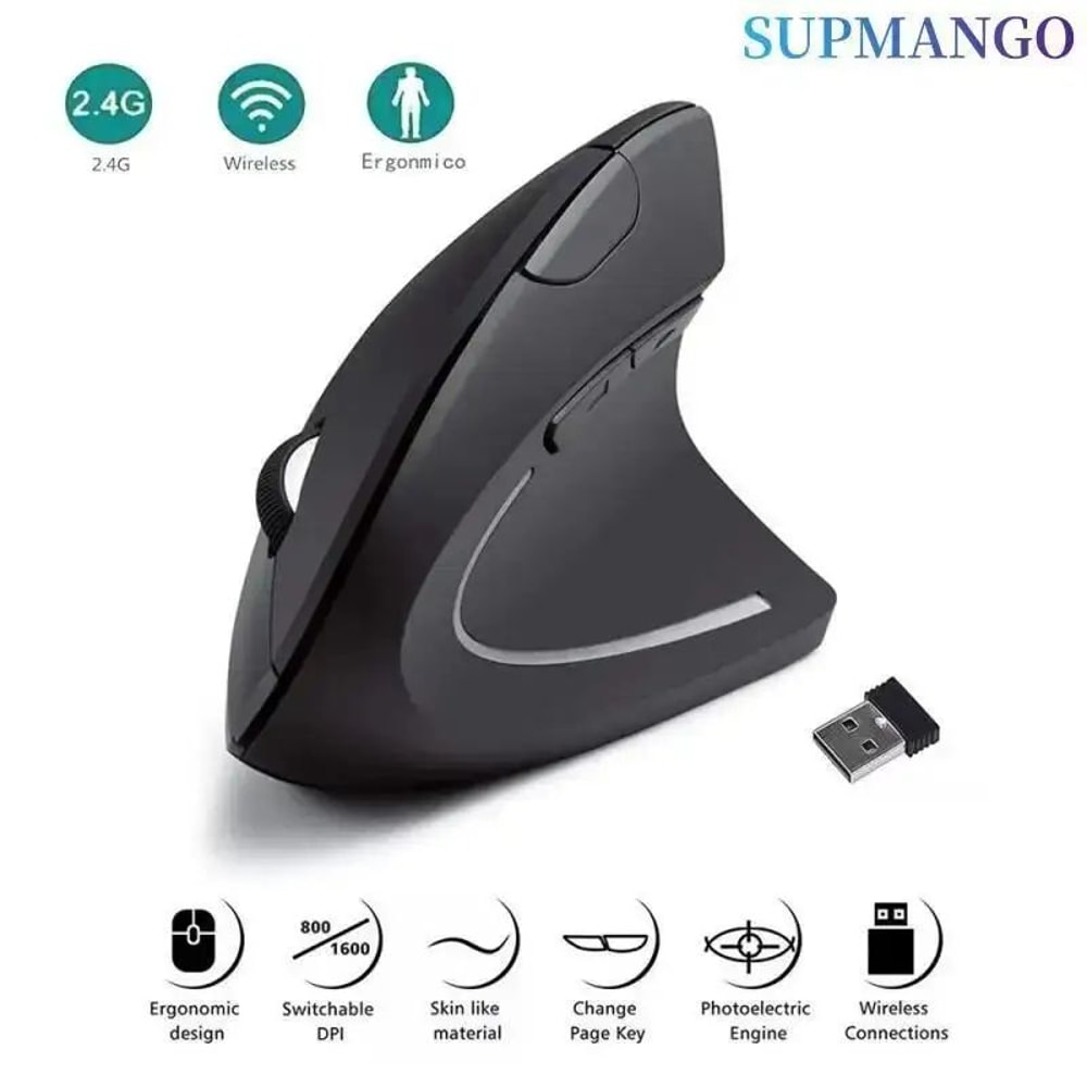 ErgoLift Wireless Vertical Mouse Ergonomic 24GHz Optical Mouse With Adjustable DPI 0