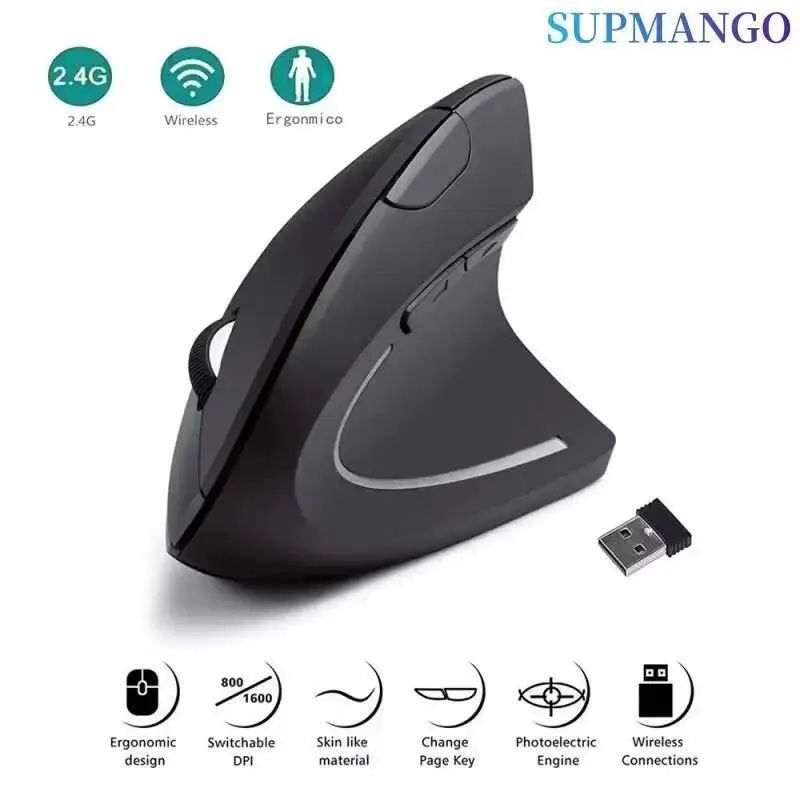 ErgoLift Wireless Vertical Mouse Ergonomic 24GHz Optical Mouse With Adjustable DPI 0