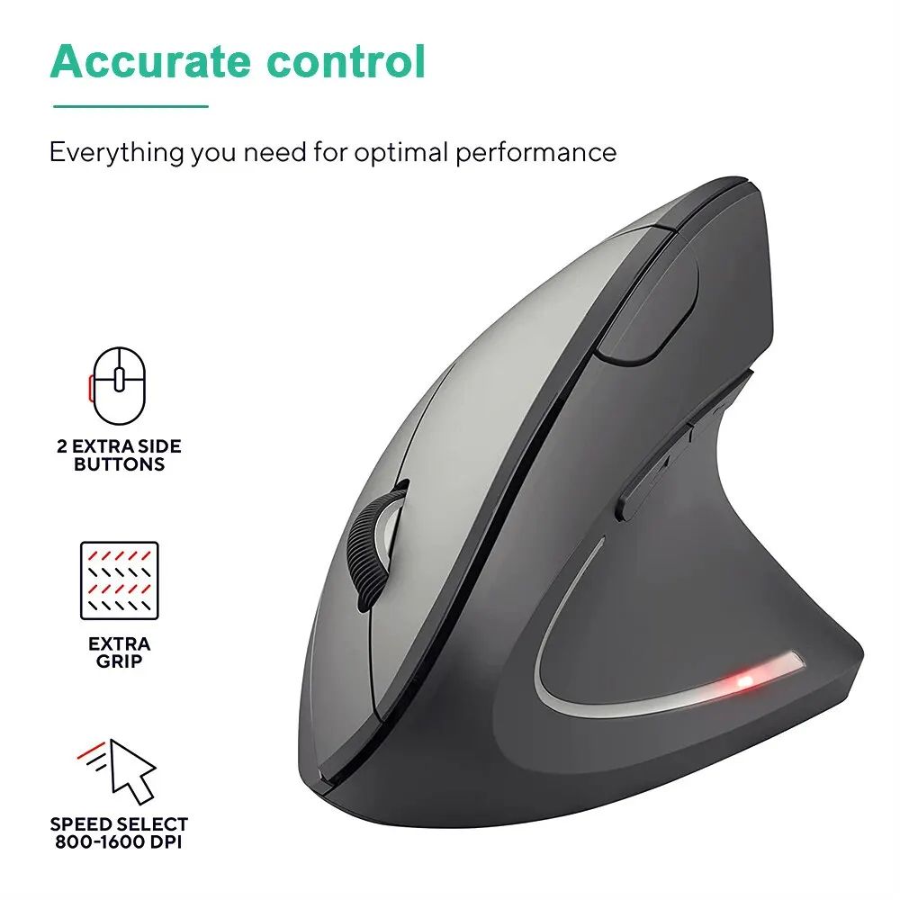 ErgoLift Wireless Vertical Mouse Ergonomic 24GHz Optical Mouse With Adjustable DPI 2