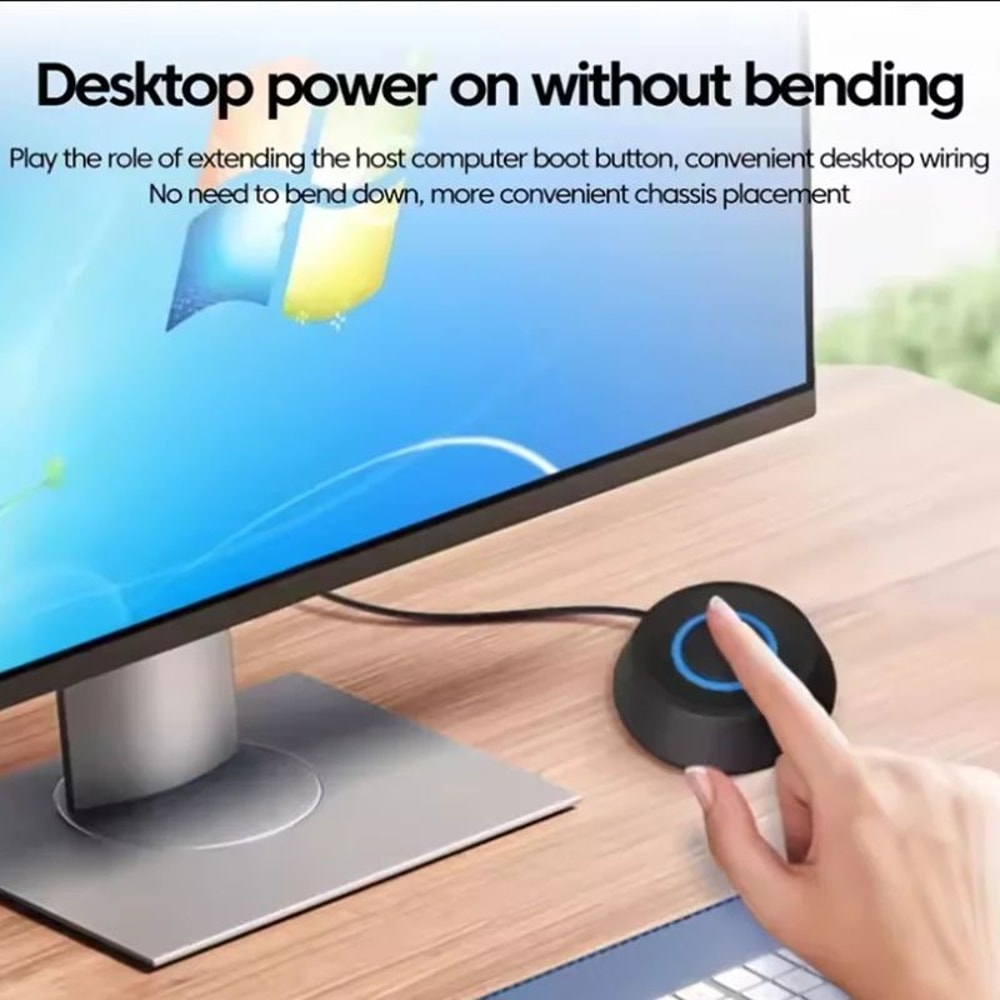 DeskAccess External PC Power Button With LED Motherboard On Off Switch Extension Cable 2