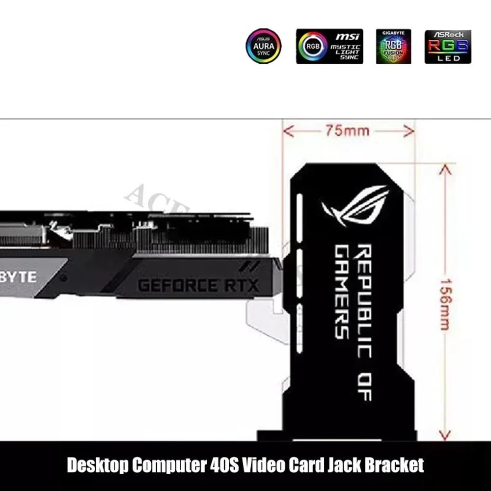 Luminous ARGB GPU Support Bracket Vertical Graphics Card Holder With 5V Sync Lighting 2