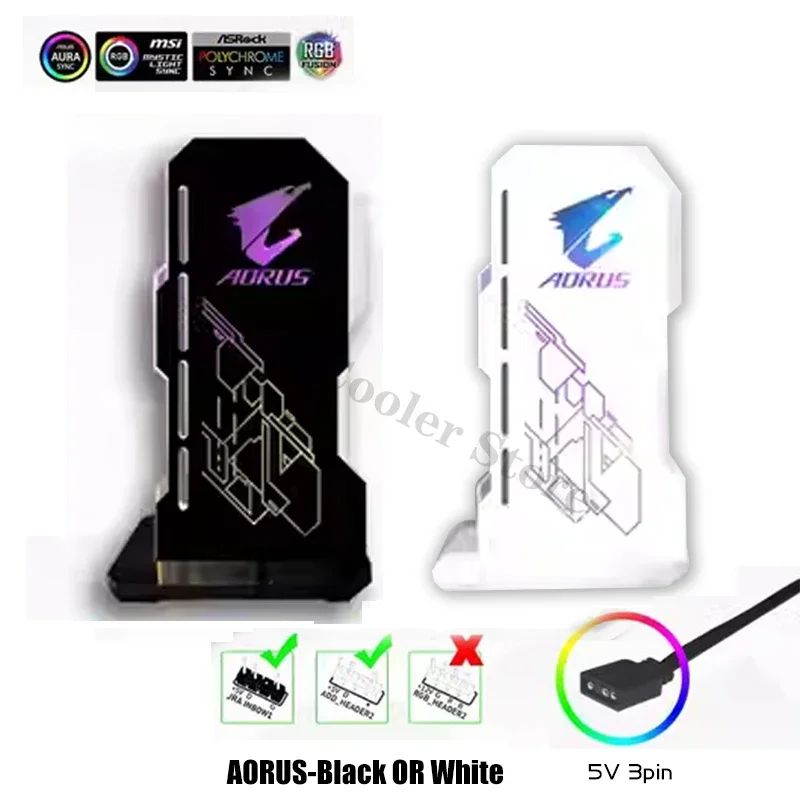 Luminous ARGB GPU Support Bracket Vertical Graphics Card Holder With 5V Sync Lighting 6