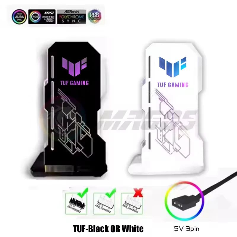 Luminous ARGB GPU Support Bracket Vertical Graphics Card Holder With 5V Sync Lighting 12