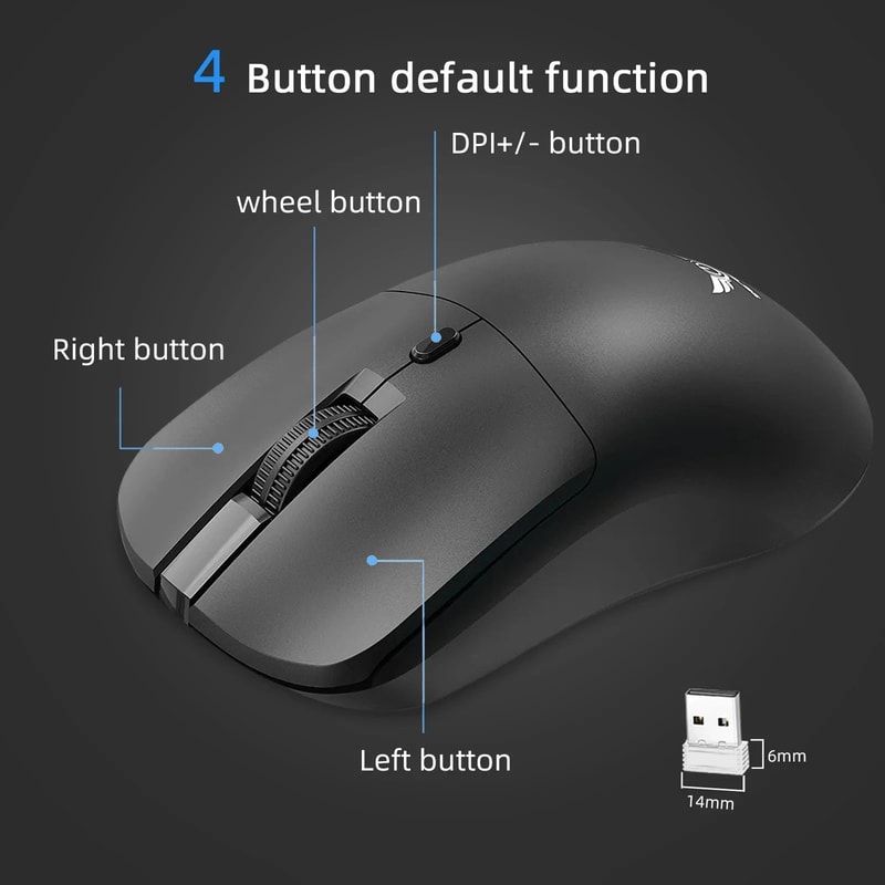 PrecisionFlow 24G Wireless Gaming Mouse 1600 DPI Ergonomic Optical Mouse For PC Laptop 2