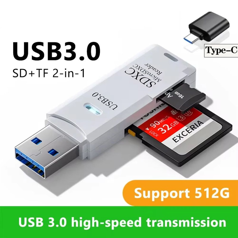 DualConnect USB 30 TypeC Card Reader 2in1 SD And Micro SD Adapter For PC Laptop 0