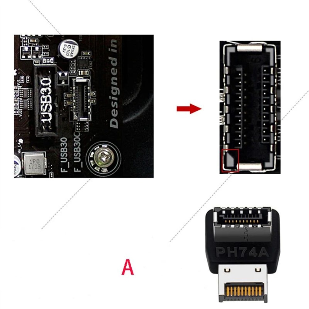 90 USB 31 Type E To TypeC Adapter Angled Front Panel Motherboard Connector Cable 6